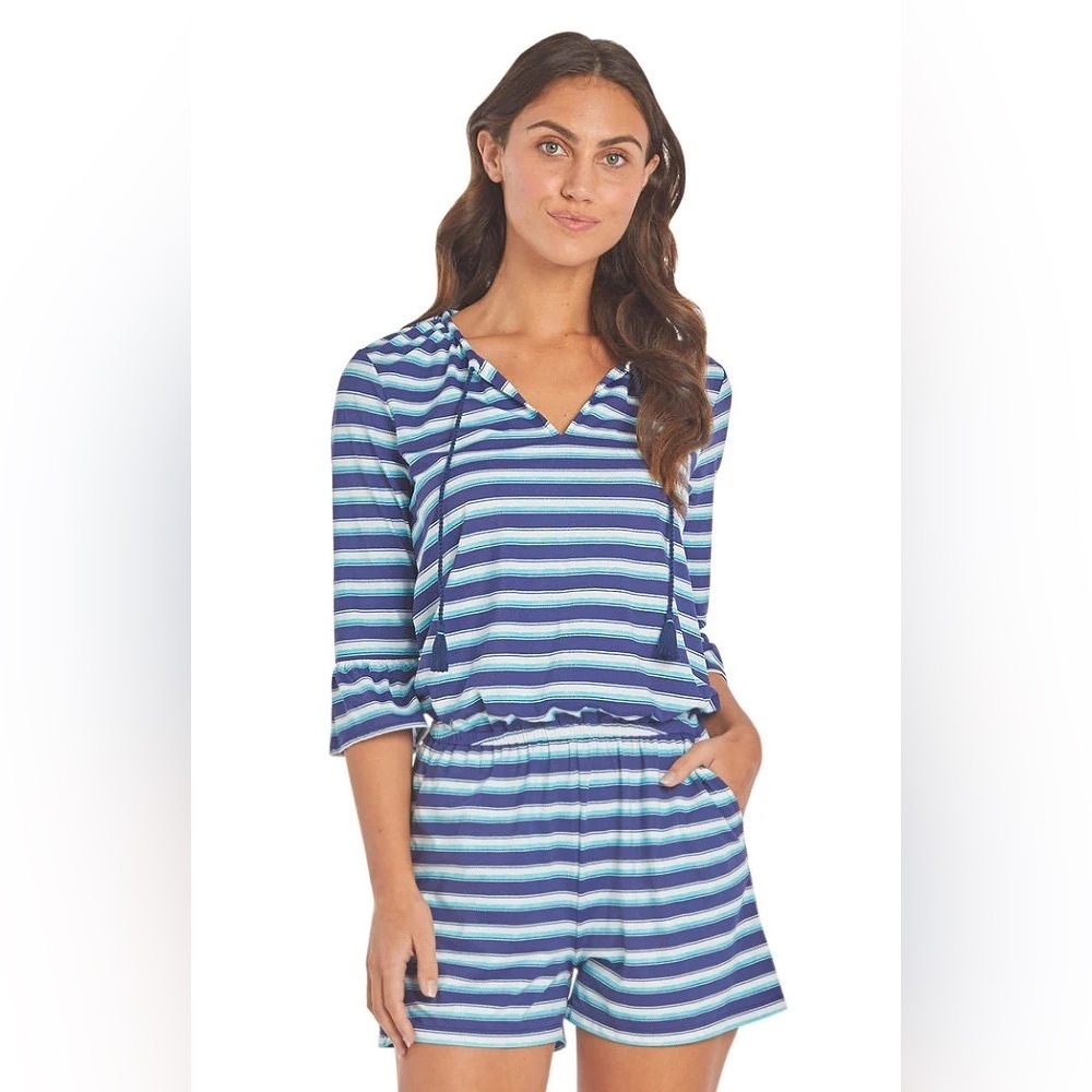 Cabana Life NWT Delray - Coverluxe Ruffle Sleeve Romper NEW Women’s Size Large L